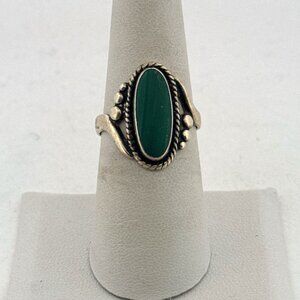 Estate Bell Trading Post Sterling Silver 925 Green Stone Ring Size 7 Vintage